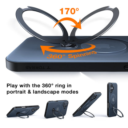 MagSafe Case for Apple iPhone 16, Torras, Ostand Spin, Transparent