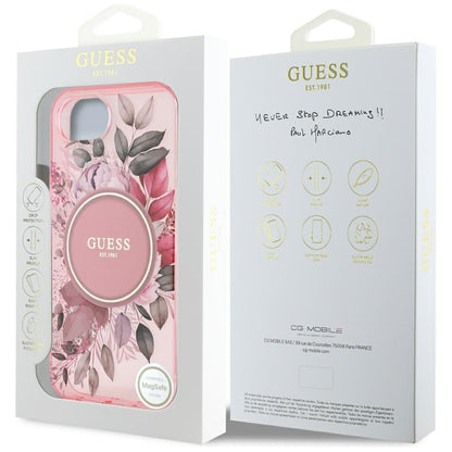 Custodia MagSafe per Apple iPhone 16e, Guess, IML Flowers, Rosa