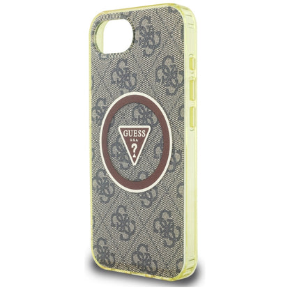 Custodia MagSafe per Apple iPhone 16e, Guess, IML Glitter 4G Circle Triangle, Marrone