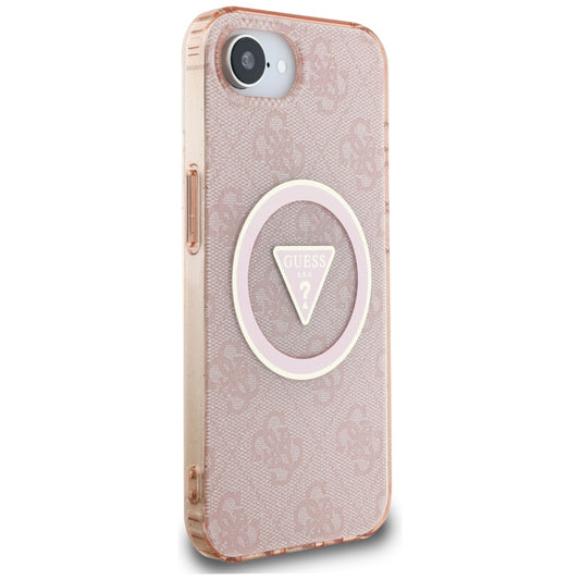 MagSafe Case for Apple iPhone 16e, Guess, IML Glitter 4G Circle Triangle, Pink