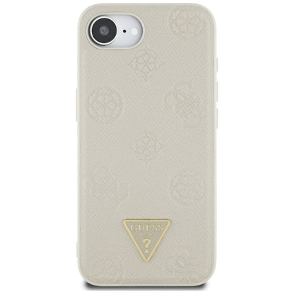 Custodia MagSafe per Apple iPhone 16e, Guess, Peony Grained Hot Stamp Triangle, Beige