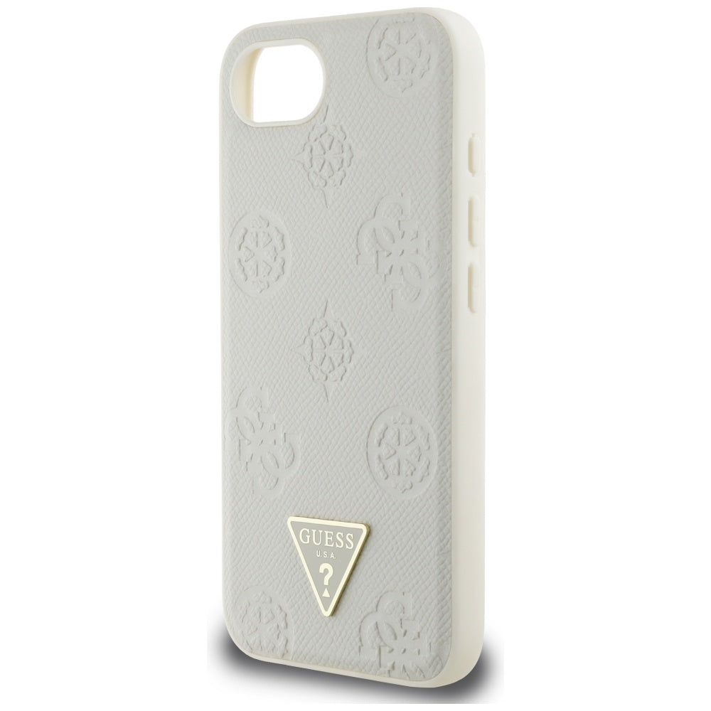 Custodia MagSafe per Apple iPhone 16e, Guess, Peony Grained Hot Stamp Triangle, Beige