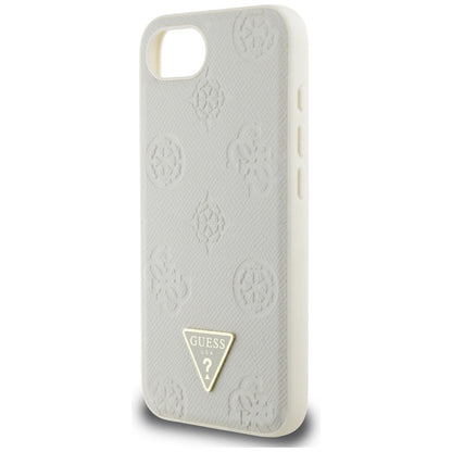 Custodia MagSafe per Apple iPhone 16e, Guess, Peony Grained Hot Stamp Triangle, Beige