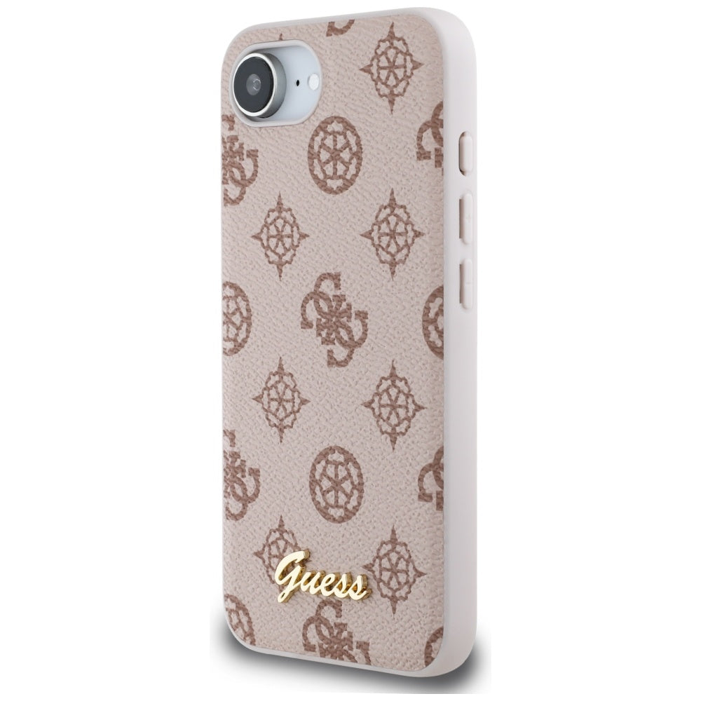 Custodia MagSafe per Apple iPhone 16e, Guess, Peony Script, Marrone