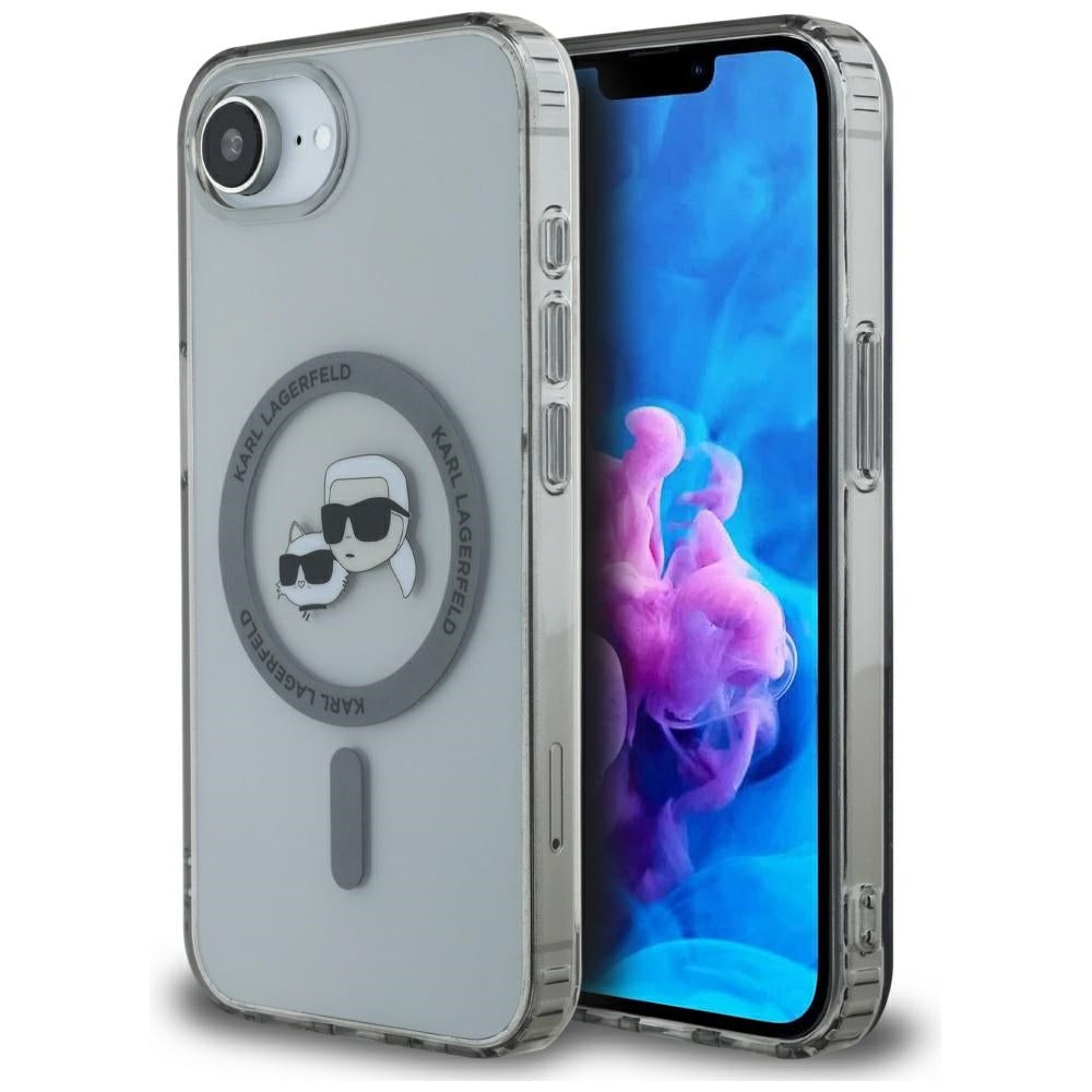 Custodia MagSafe per Apple iPhone 16e, Karl Lagerfeld, IML Metal Karl & Choupette's Heads, Nera