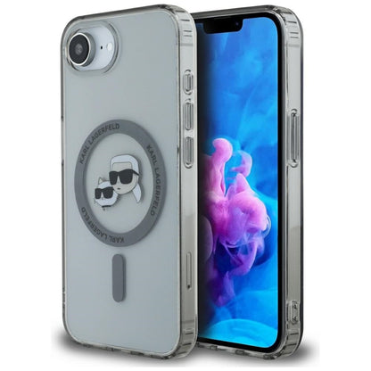 Custodia MagSafe per Apple iPhone 16e, Karl Lagerfeld, IML Metal Karl & Choupette's Heads, Nera