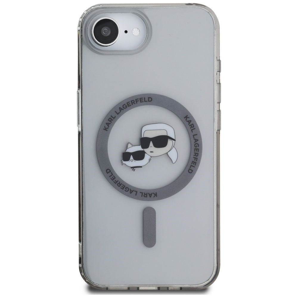 Custodia MagSafe per Apple iPhone 16e, Karl Lagerfeld, IML Metal Karl & Choupette's Heads, Nera