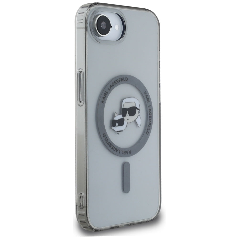 Custodia MagSafe per Apple iPhone 16e, Karl Lagerfeld, IML Metal Karl & Choupette's Heads, Nera