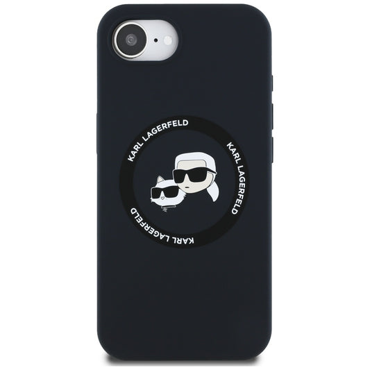 Custodia MagSafe per Apple iPhone 16e, Karl Lagerfeld, Silicone Karl & Choupette's Heads, Nera
