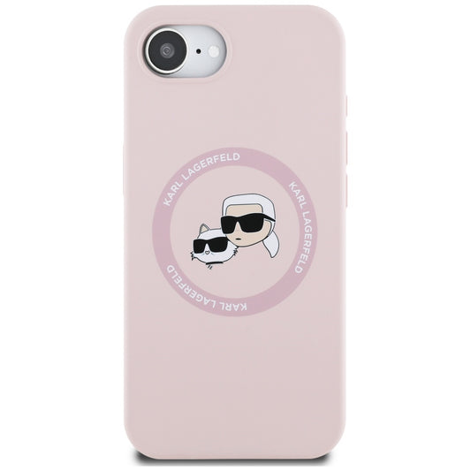 Custodia MagSafe per Apple iPhone 16e, Karl Lagerfeld, Silicone Karl & Choupette's Heads, Rosa