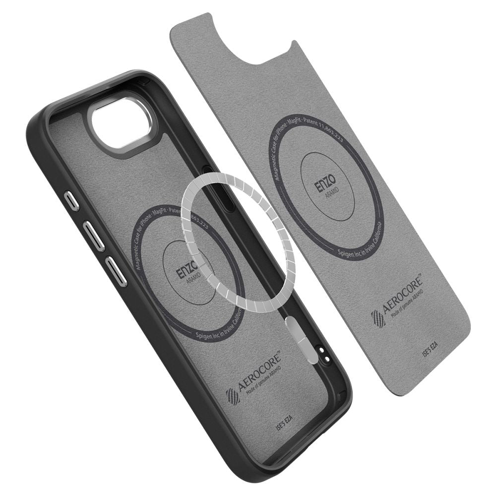 Custodia MagSafe per Apple iPhone 17e / 16e, Spigen, Enzo Aramid, Nera Opaca