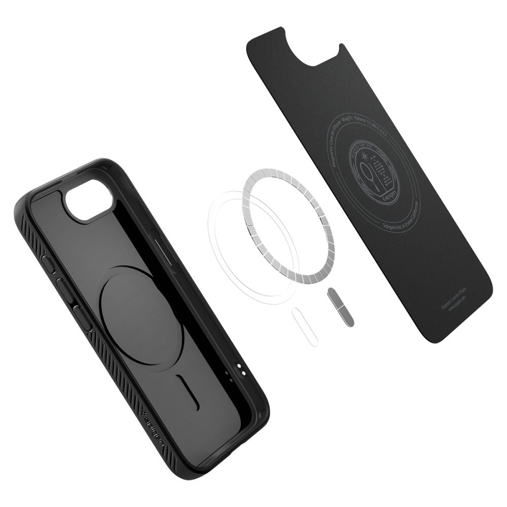 Custodia MagSafe per Apple iPhone 17e / 16e, Spigen, Liquid Air, Nero Opaco