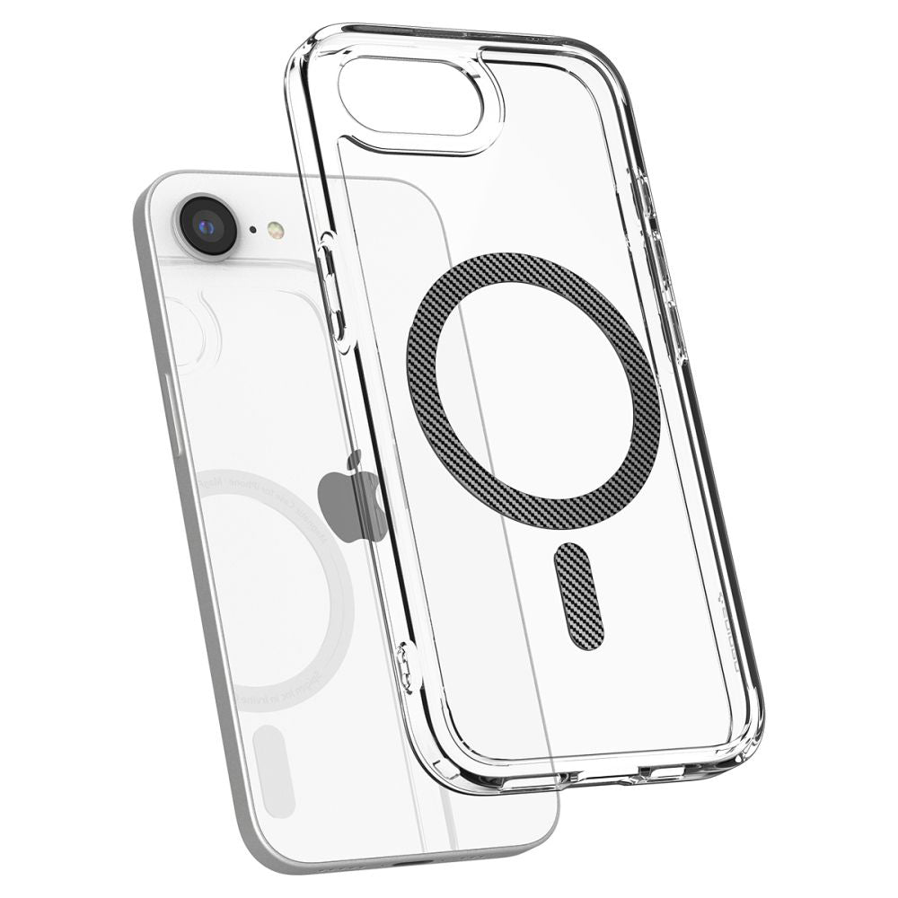 Custodia MagSafe per Apple iPhone 17e / 16e, Spigen, Ultra Hybrid Carbon, Trasparente