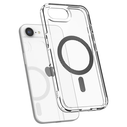 Custodia MagSafe per Apple iPhone 17e / 16e, Spigen, Ultra Hybrid Carbon, Trasparente