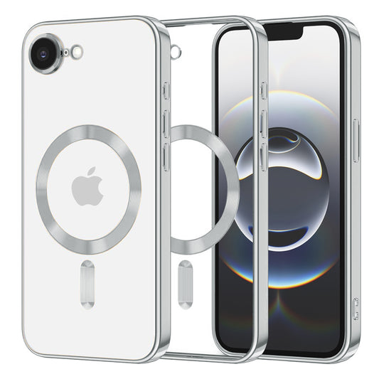 Custodia MagSafe per Apple iPhone 17e / 16e, Techsuit, Luxury Crystal, Argento
