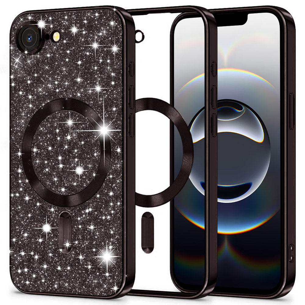 Custodia MagSafe per Apple iPhone 17e / 16e, Techsuit, Luxury Glitter, Nera
