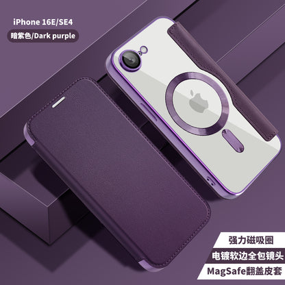 Custodia MagSafe per Apple iPhone 17e / 16e, Techsuit, SmartMag Book, Viola