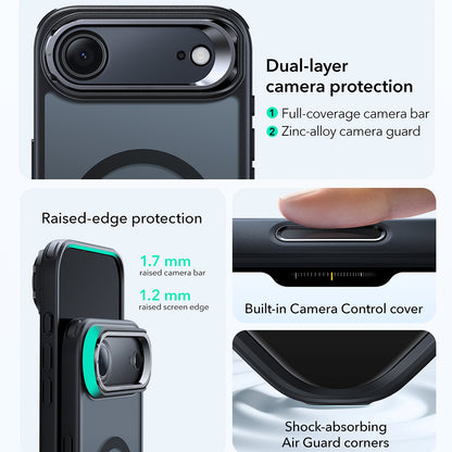 Custodia MagSafe per Apple iPhone 17 Air, ESR, Classic Hybrid Kickstand, Nera Satinata