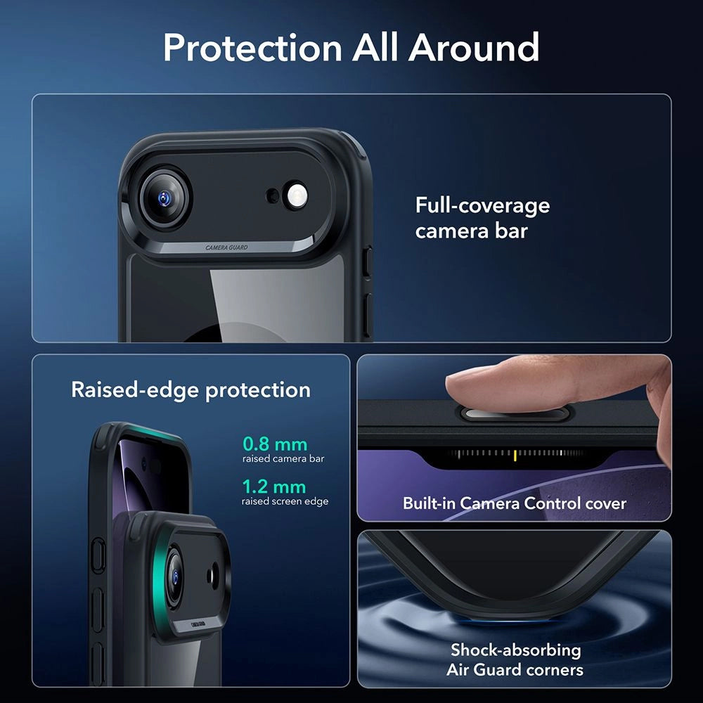 Custodia MagSafe per Apple iPhone 17 Air, ESR, Classic Hybrid con Protezione Schermo, Nera Trasparente