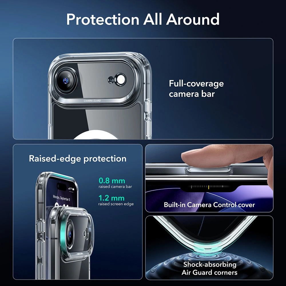 Custodia MagSafe per Apple iPhone 17 Air, ESR, Classic Hybrid con Protezione Schermo, Trasparente