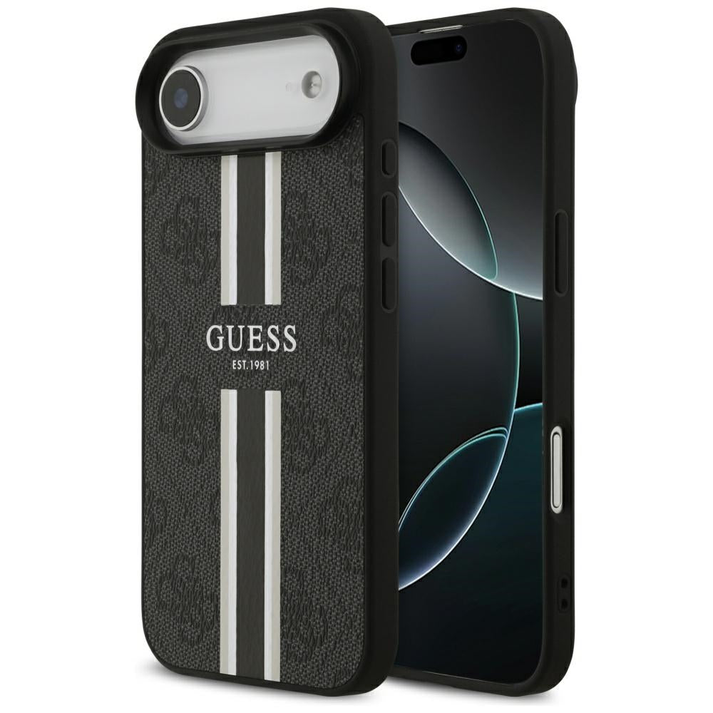 Custodia MagSafe per Apple iPhone 17 Air, Guess, 4G Printed Stripes, Nera