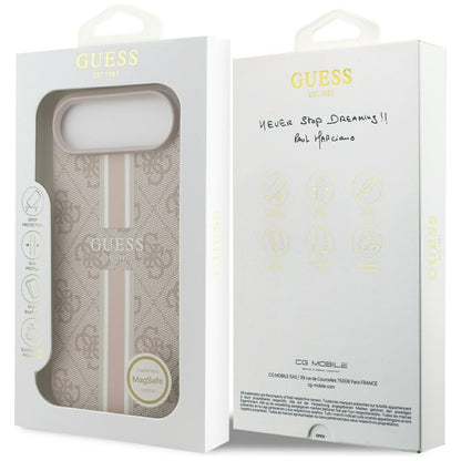 Custodia MagSafe per Apple iPhone 17 Air, Guess, 4G Printed Stripes, Rosa