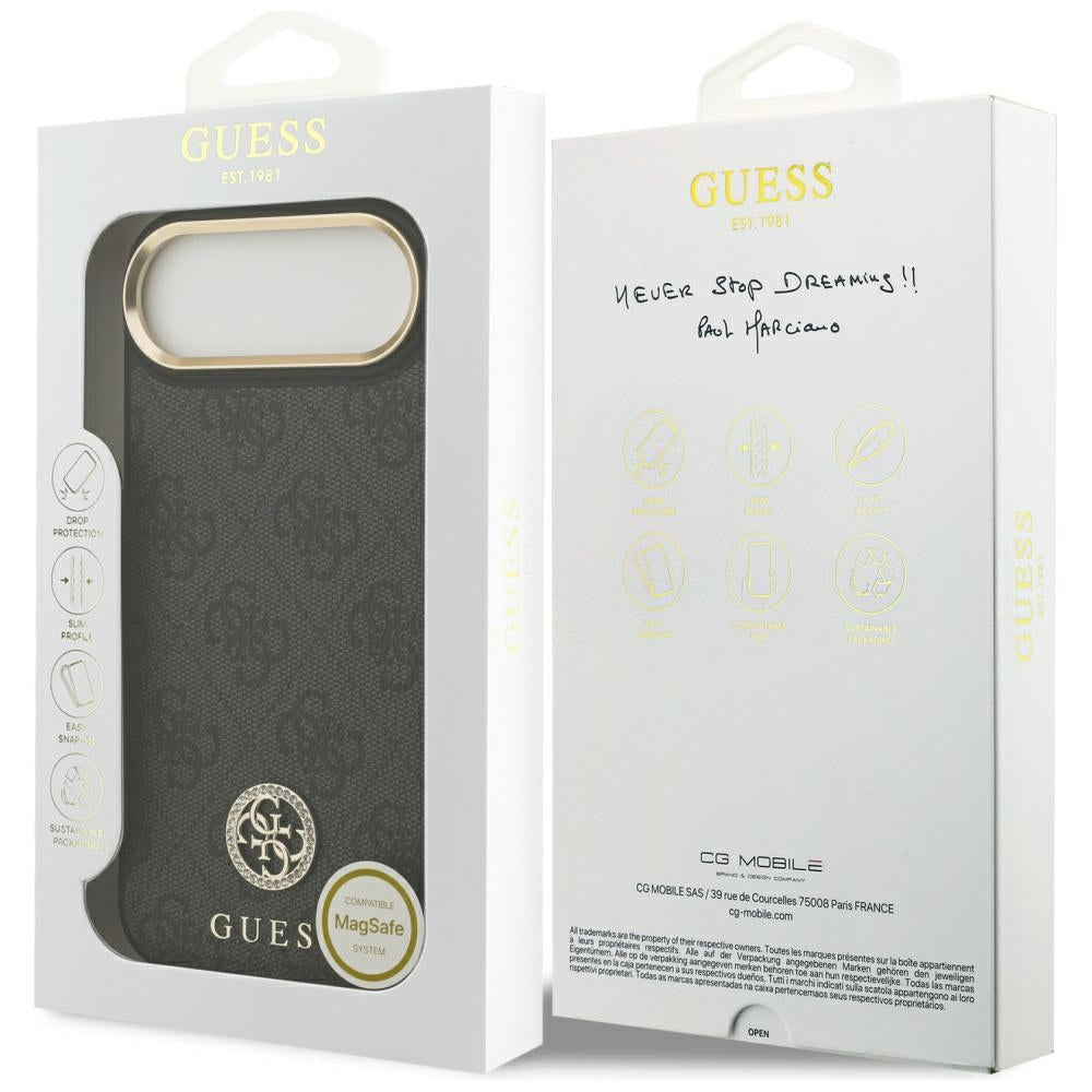 Custodia MagSafe per Apple iPhone 17 Air, Guess, 4G Strass Logo, Nera