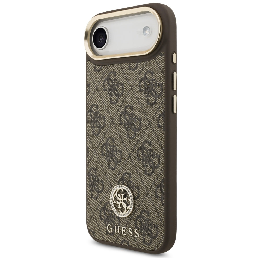 MagSafe Case for Apple iPhone 17 Air, Guess, 4G Strass Logo with Big Strap, Brown