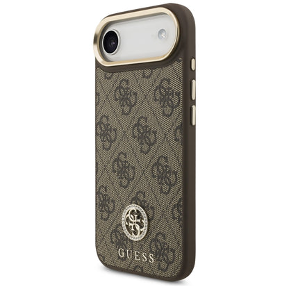 MagSafe Case for Apple iPhone 17 Air, Guess, 4G Strass Logo with Big Strap, Brown