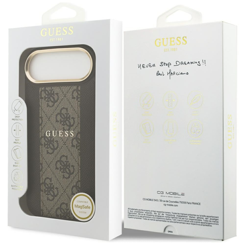 Custodia MagSafe per Apple iPhone 17 Air, Guess, 4G Stripe, Marrone