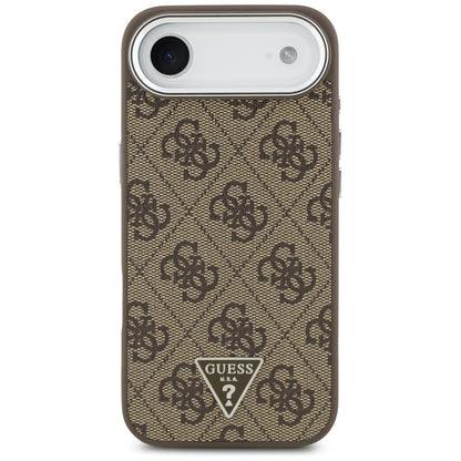 Custodia MagSafe per Apple iPhone 17 Air, Guess, Logo Triangolo 4G, Marrone Argentato
