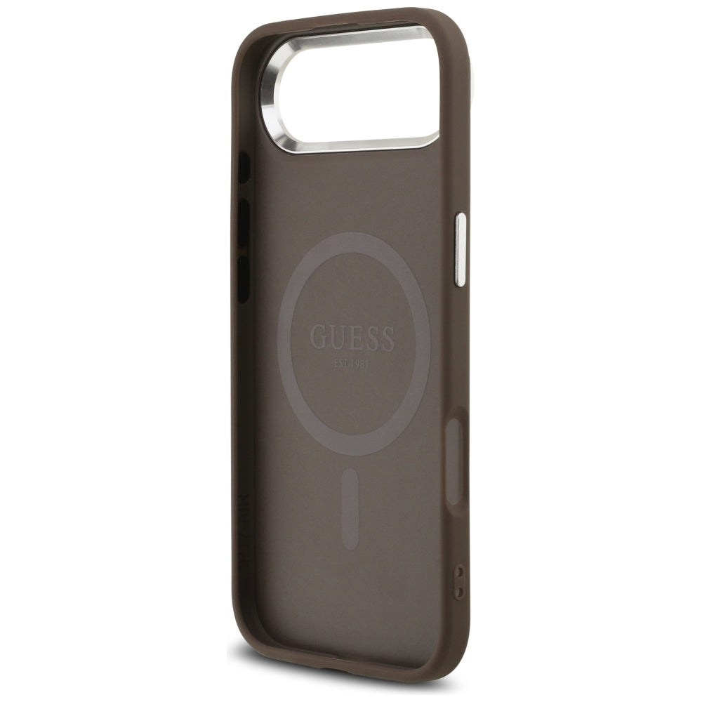 Custodia MagSafe per Apple iPhone 17 Air, Guess, Logo Triangolo 4G, Marrone Argentato