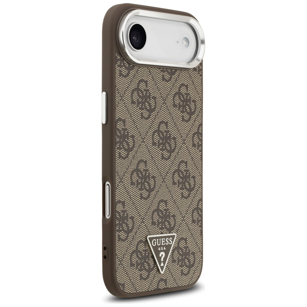 Custodia MagSafe per Apple iPhone 17 Air, Guess, Logo Triangolo 4G, Marrone Argentato