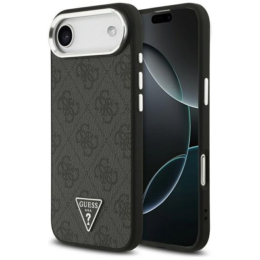Custodia MagSafe per Apple iPhone 17 Air, Guess, Logo Triangolo 4G, Nera Argentata
