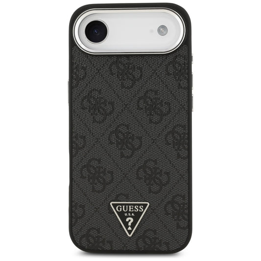 Custodia MagSafe per Apple iPhone 17 Air, Guess, Logo Triangolo 4G, Nera Argentata