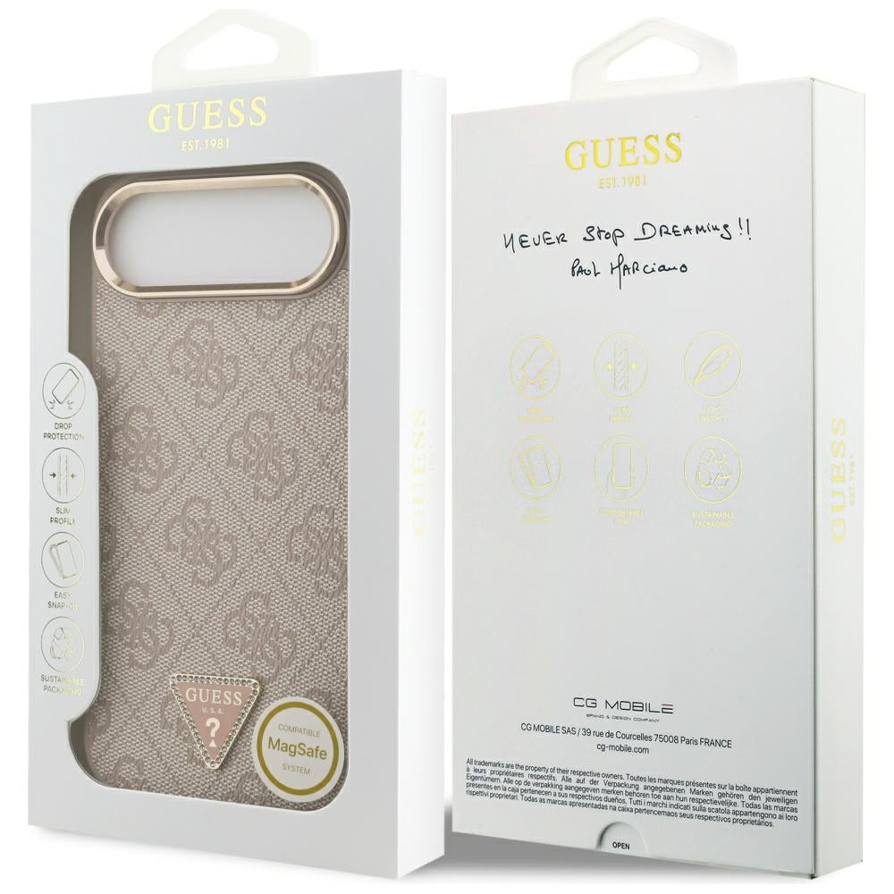 MagSafe Case for Apple iPhone 17 Air, Guess, 4G Triangle Logo, Golden Pink