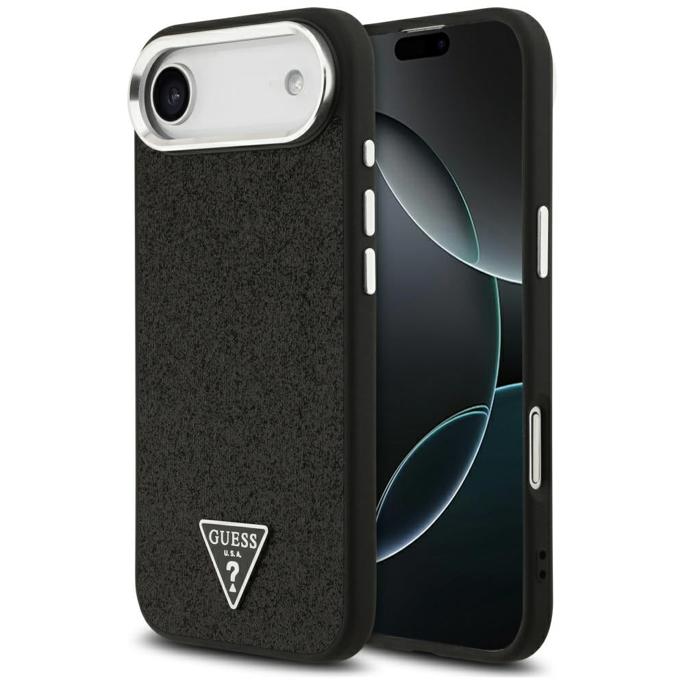 Custodia MagSafe per Apple iPhone 17 Air, Guess, Logo Triangolo Glitter, Nera