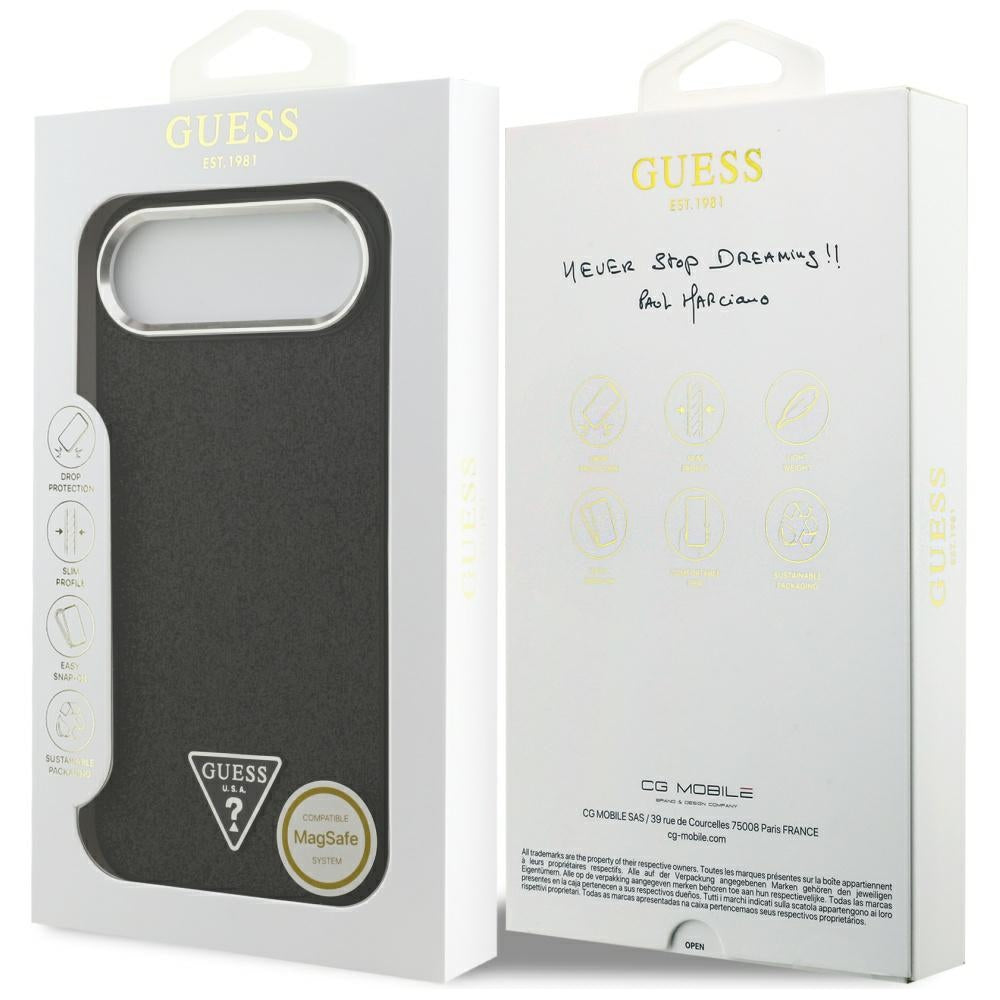 Custodia MagSafe per Apple iPhone 17 Air, Guess, Logo Triangolo Glitter, Nera