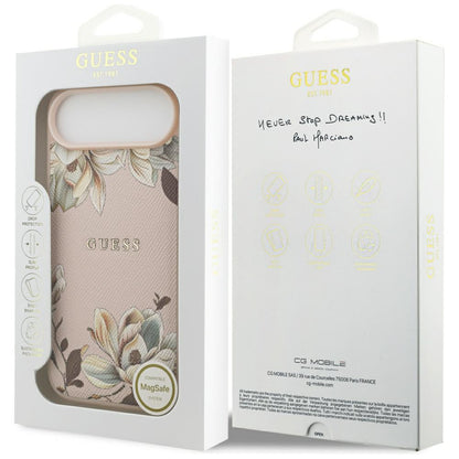 Custodia MagSafe per Apple iPhone 17 Air, Guess, Grained Flowers, Rosa