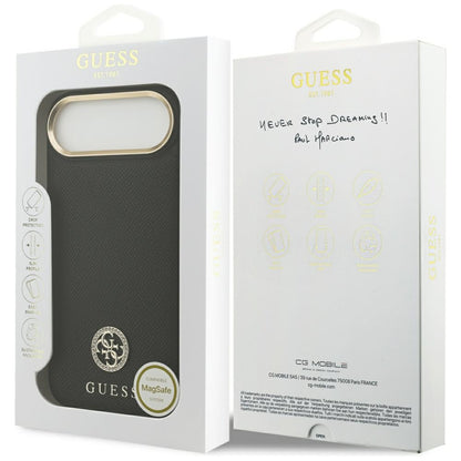 MagSafe Case for Apple iPhone 17 Air, Guess, Grained Strass Logo, Black