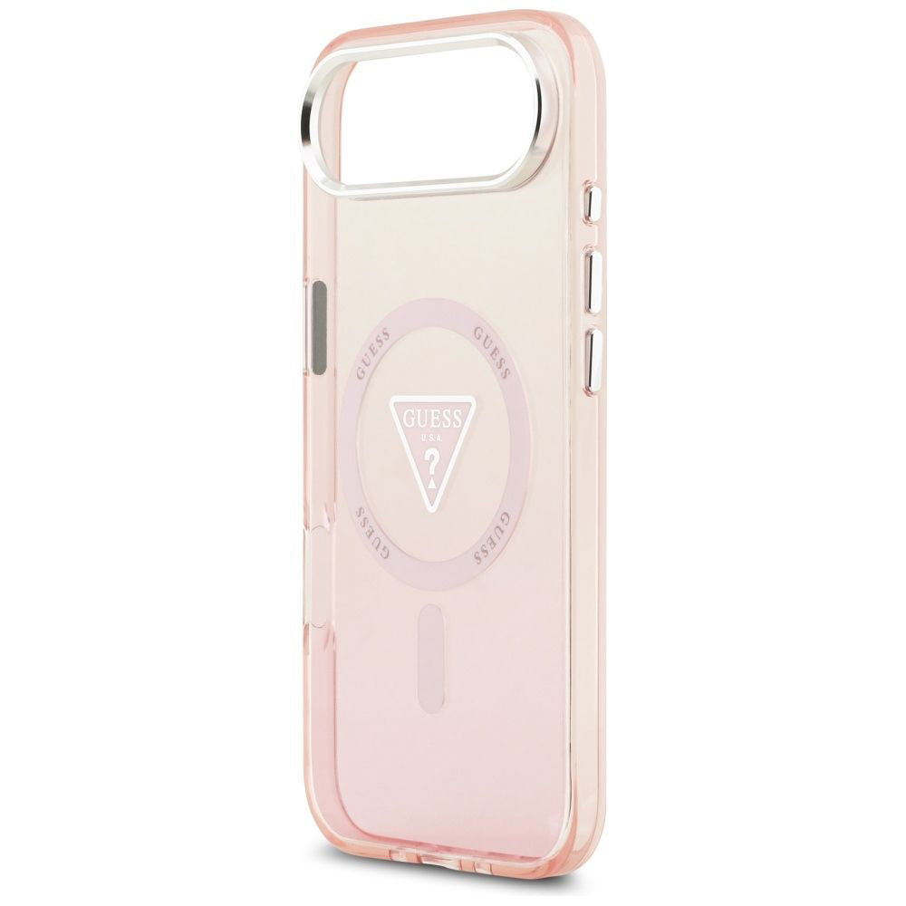Custodia MagSafe per Apple iPhone 17 Air, Guess, Logo Triangolo Gradiente IML, Rosa
