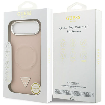 Custodia MagSafe per Apple iPhone 17 Air, Guess, Logo Triangolo, Rosa Argentata