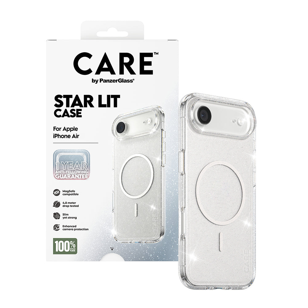 Custodia MagSafe per Apple iPhone 17 Air, PanzerGlass, Care Urban Explorer Star Lit, Trasparente Bianca