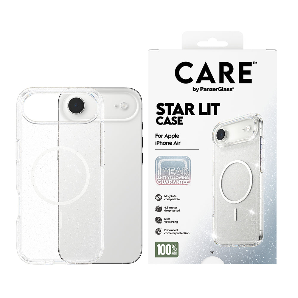 Custodia MagSafe per Apple iPhone 17 Air, PanzerGlass, Care Urban Explorer Star Lit, Trasparente Bianca