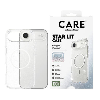 Custodia MagSafe per Apple iPhone 17 Air, PanzerGlass, Care Urban Explorer Star Lit, Trasparente Bianca