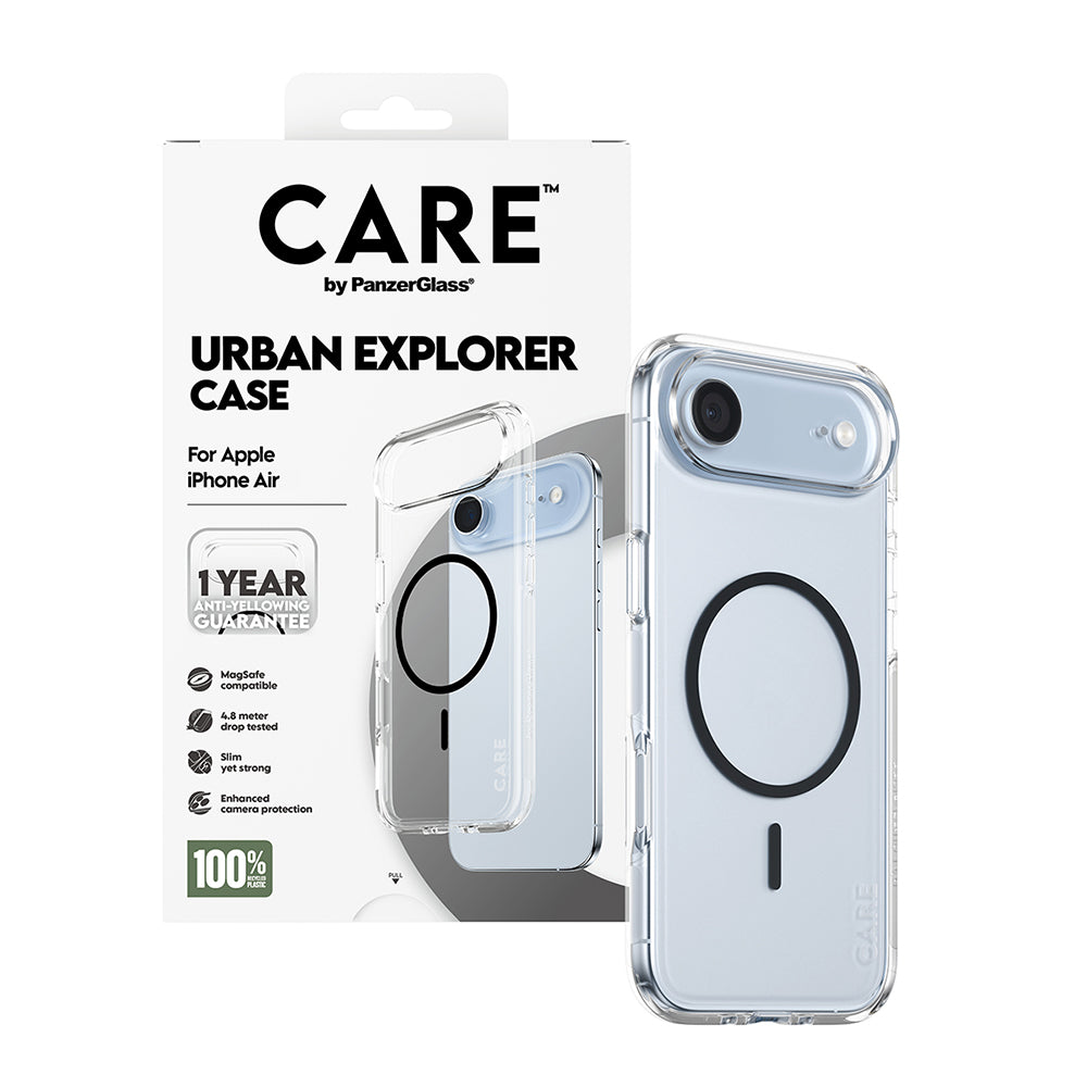 Custodia MagSafe per Apple iPhone 17 Air, PanzerGlass, Care Urban Explorer, Trasparente Nera