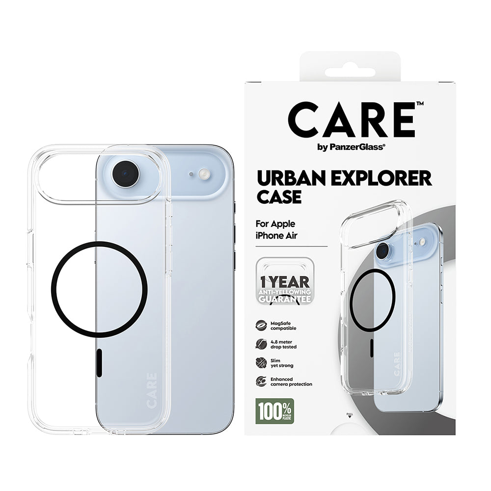 Custodia MagSafe per Apple iPhone 17 Air, PanzerGlass, Care Urban Explorer, Trasparente Nera