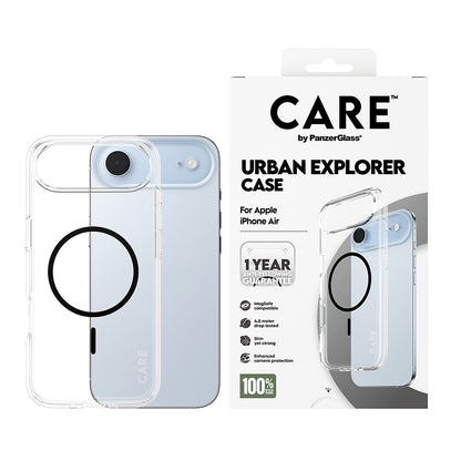 Custodia MagSafe per Apple iPhone 17 Air, PanzerGlass, Care Urban Explorer, Trasparente Nera