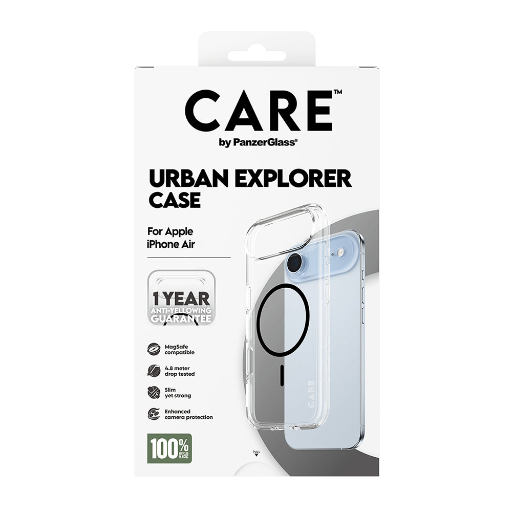 Custodia MagSafe per Apple iPhone 17 Air, PanzerGlass, Care Urban Explorer, Trasparente Nera