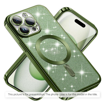 Custodia MagSafe per Apple iPhone 17 Air, Techsuit, Luxury Glitter, Verde Scuro